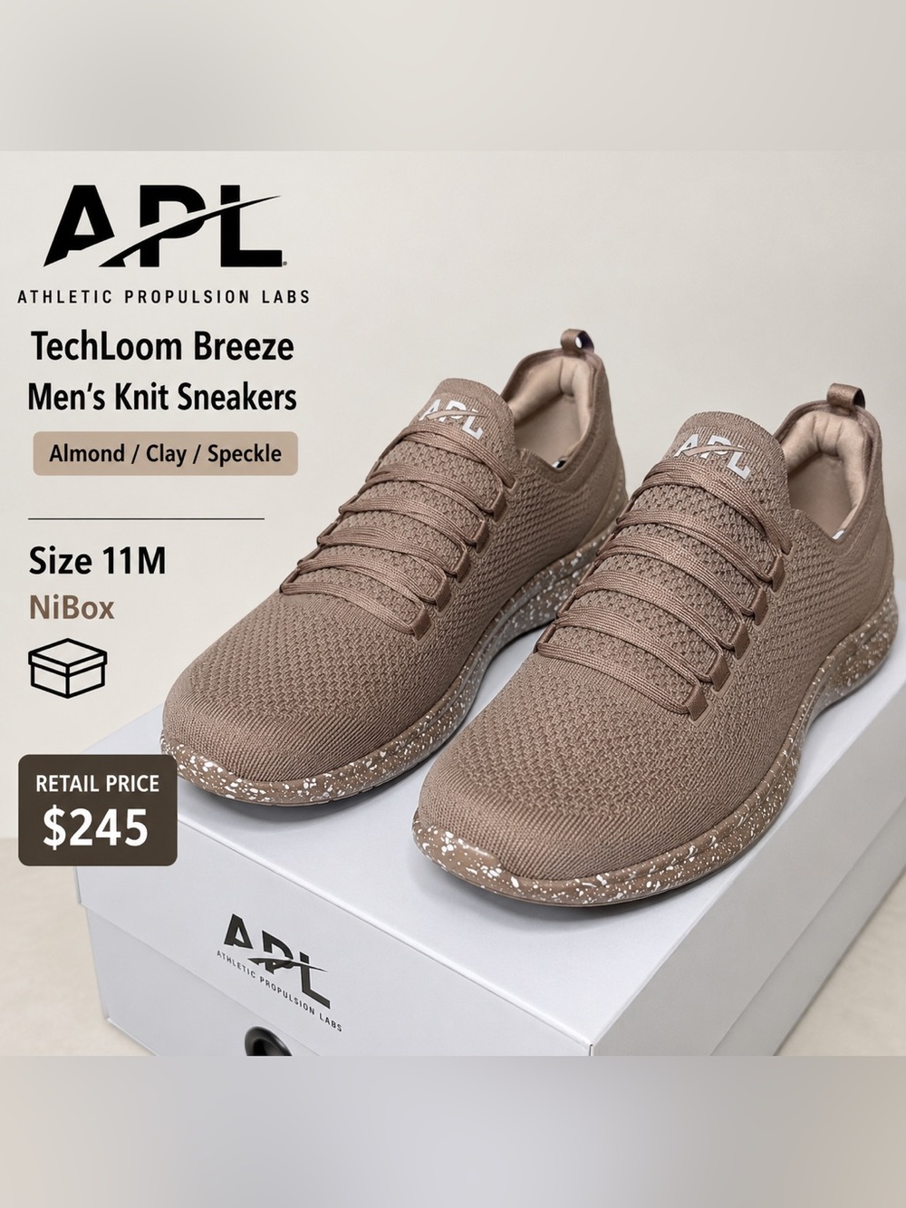 APL TechLoom Breeze Sneakers Almond
Clay Speckle Men 11 Women 12.5 NIB